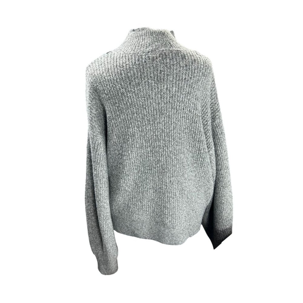 Oversized Gray Turtleneck Sweater XXL Ribbed Knit Design Long Sleeves Cozy Warm - Picture 3 of 12